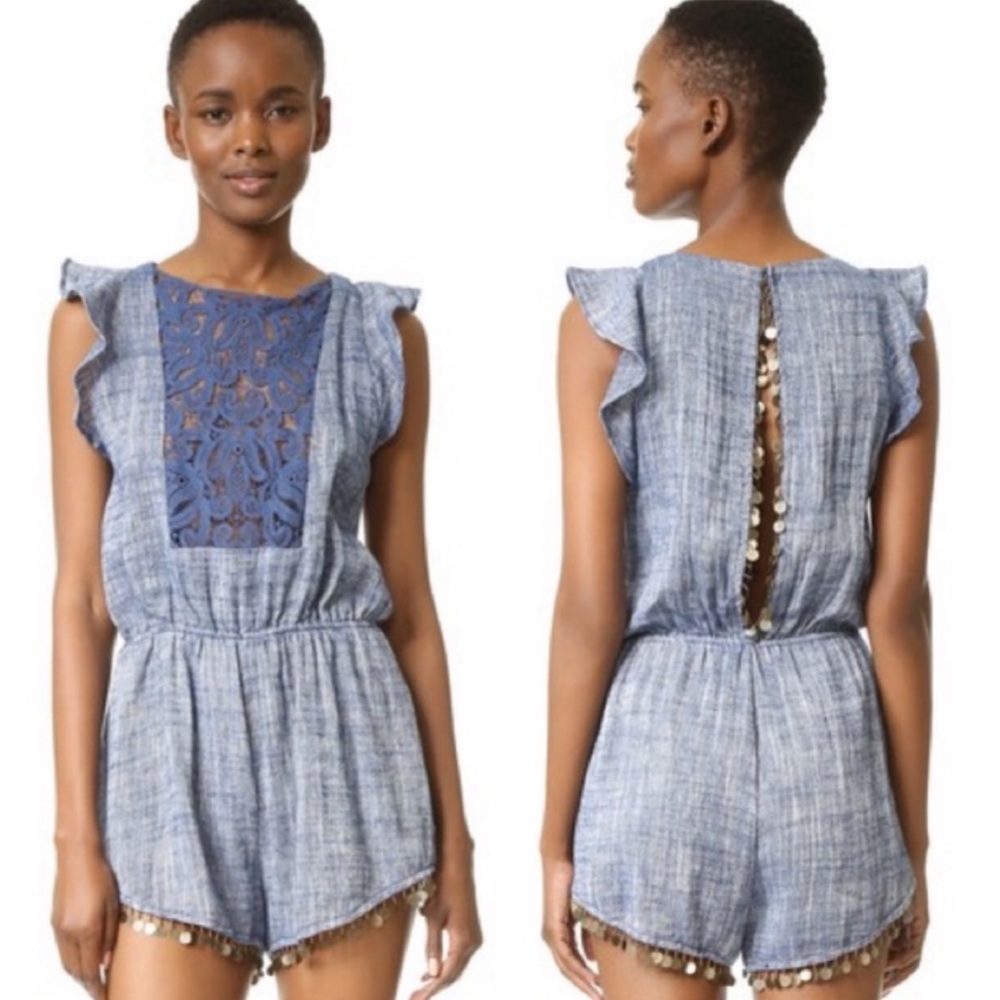 Anthropologie Line & Dot Ravie Appliqué Romper - Picture 1 of 5